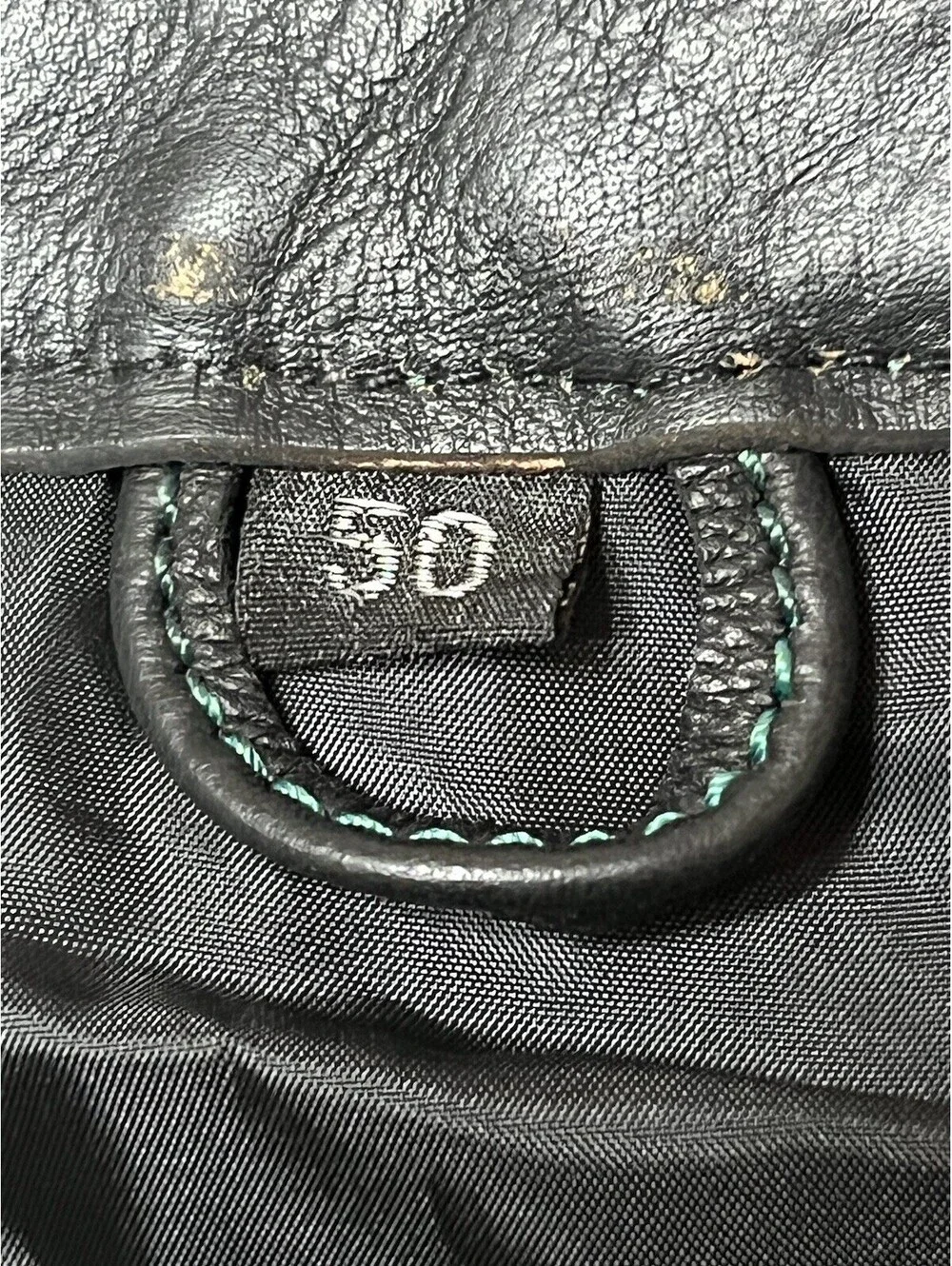 Dream Apparel Black Club Vest Diamond Design Green Thread Leather & Denim 50 XL